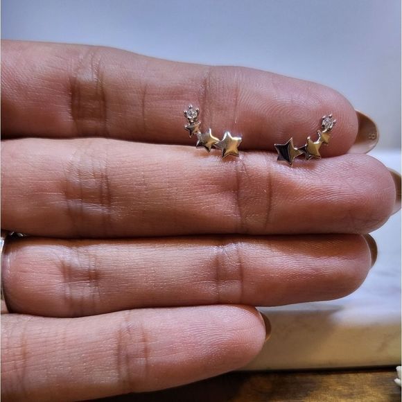 925 silver studs stars cubic zirconia new - Picture 4 of 4